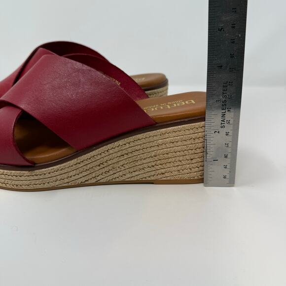 Bertuci Leather Sandals Women's 9.5 (41) Red Espadrilles Wedge Heel Summer NWT - Picture 4 of 15